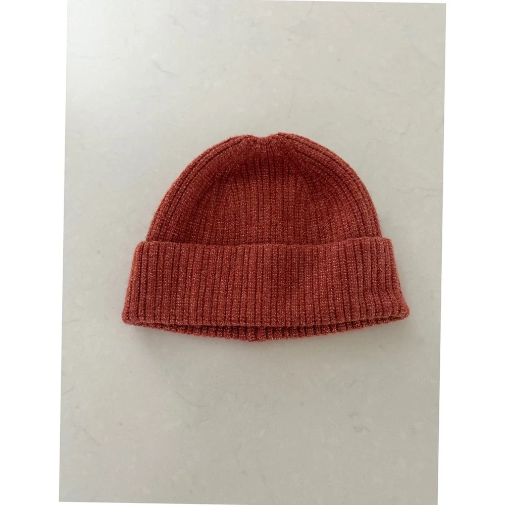 Universal Thread Rust Orange Ribbed Knit Cuffed Beanie Cotton Blend VN1140163